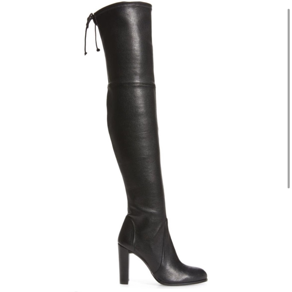 Stuart Weitzman thigh high black leather boots size 7.5 NWOB